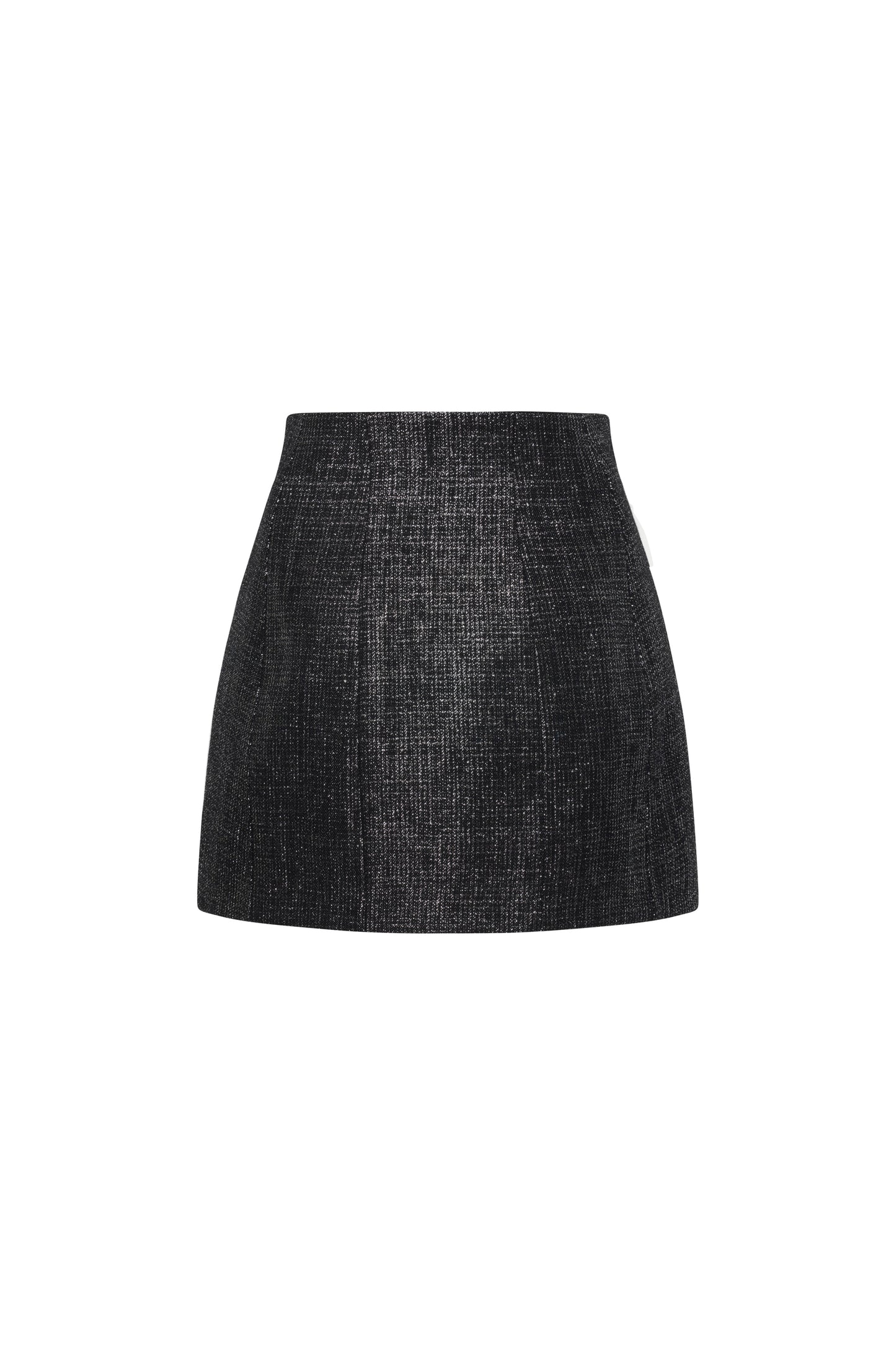 TWEED SILVER LUREX MINI SKIRT WITH BUTTONS