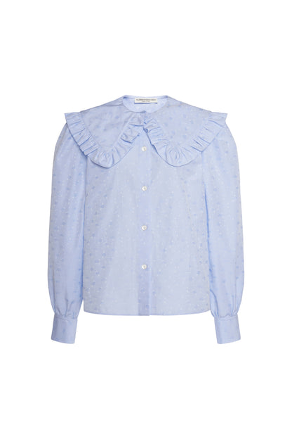 COTTON JACQUARD BLOUSE WITH PETER PAN COLLAR