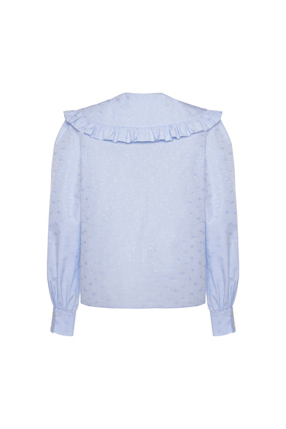 COTTON JACQUARD BLOUSE WITH PETER PAN COLLAR