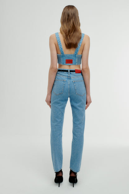 DENIM BRALET WITH CRYSTAL EMBELLISHMENT