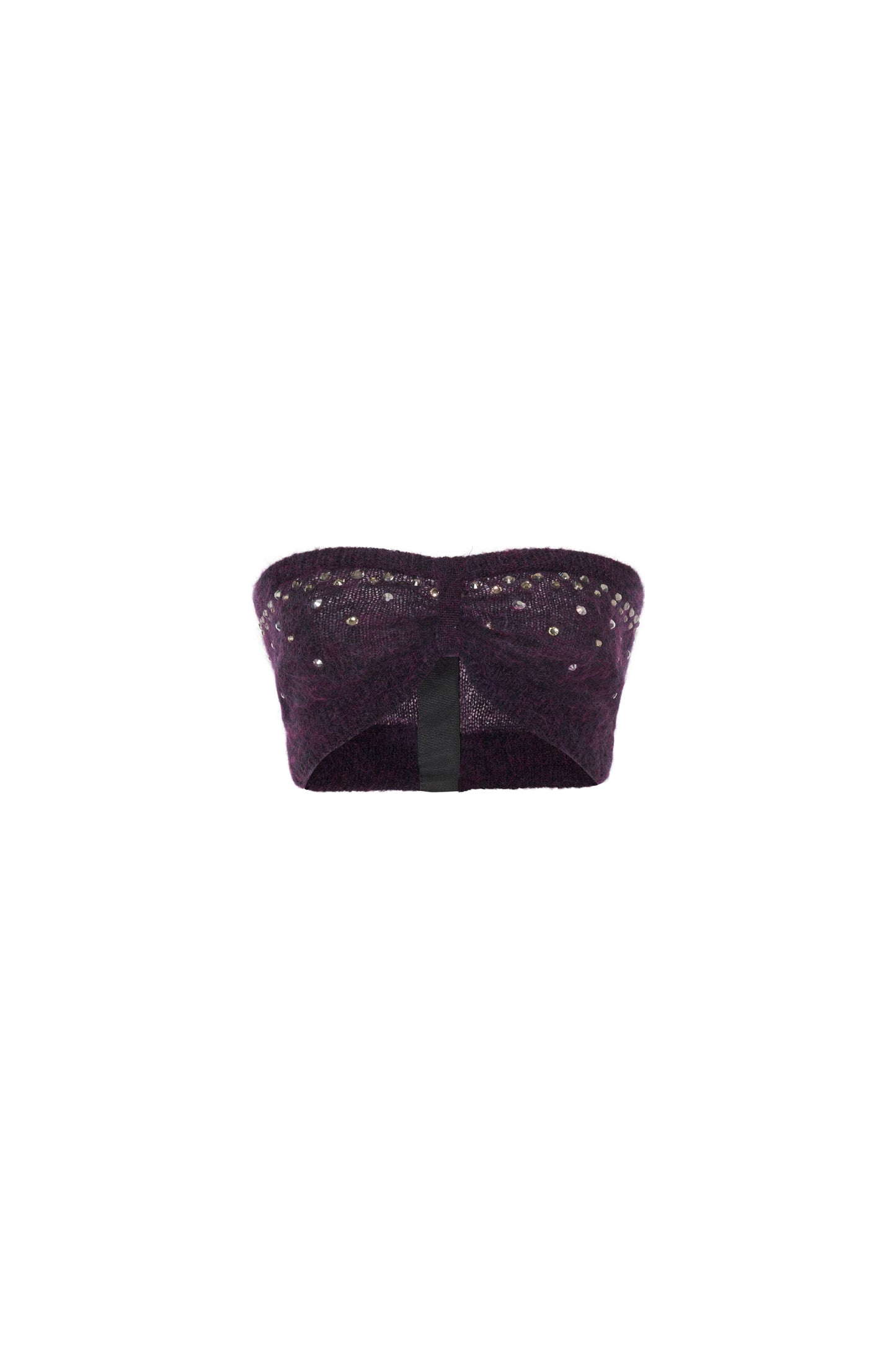 MOHAIR KNITTED BANDEAU WITH CRYSTAL HOTFIX