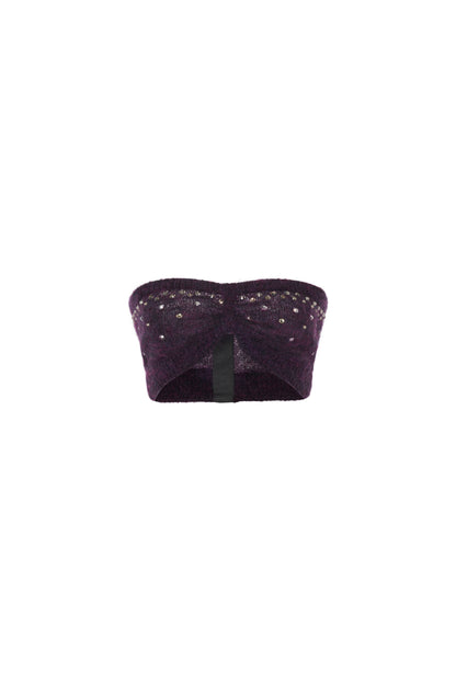 MOHAIR KNITTED BANDEAU WITH CRYSTAL HOTFIX