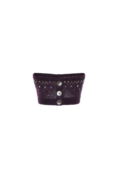MOHAIR KNITTED BANDEAU WITH CRYSTAL HOTFIX