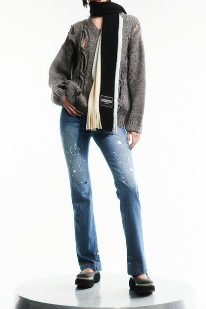 PAINT DROP SIDE BUTTON SKINNY JEANS