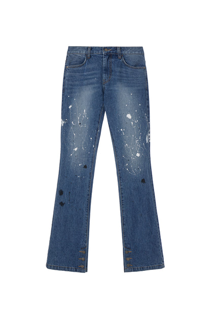 PAINT DROP SIDE BUTTON SKINNY JEANS