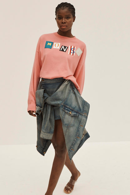 DENIM FAUX WRAP SKIR