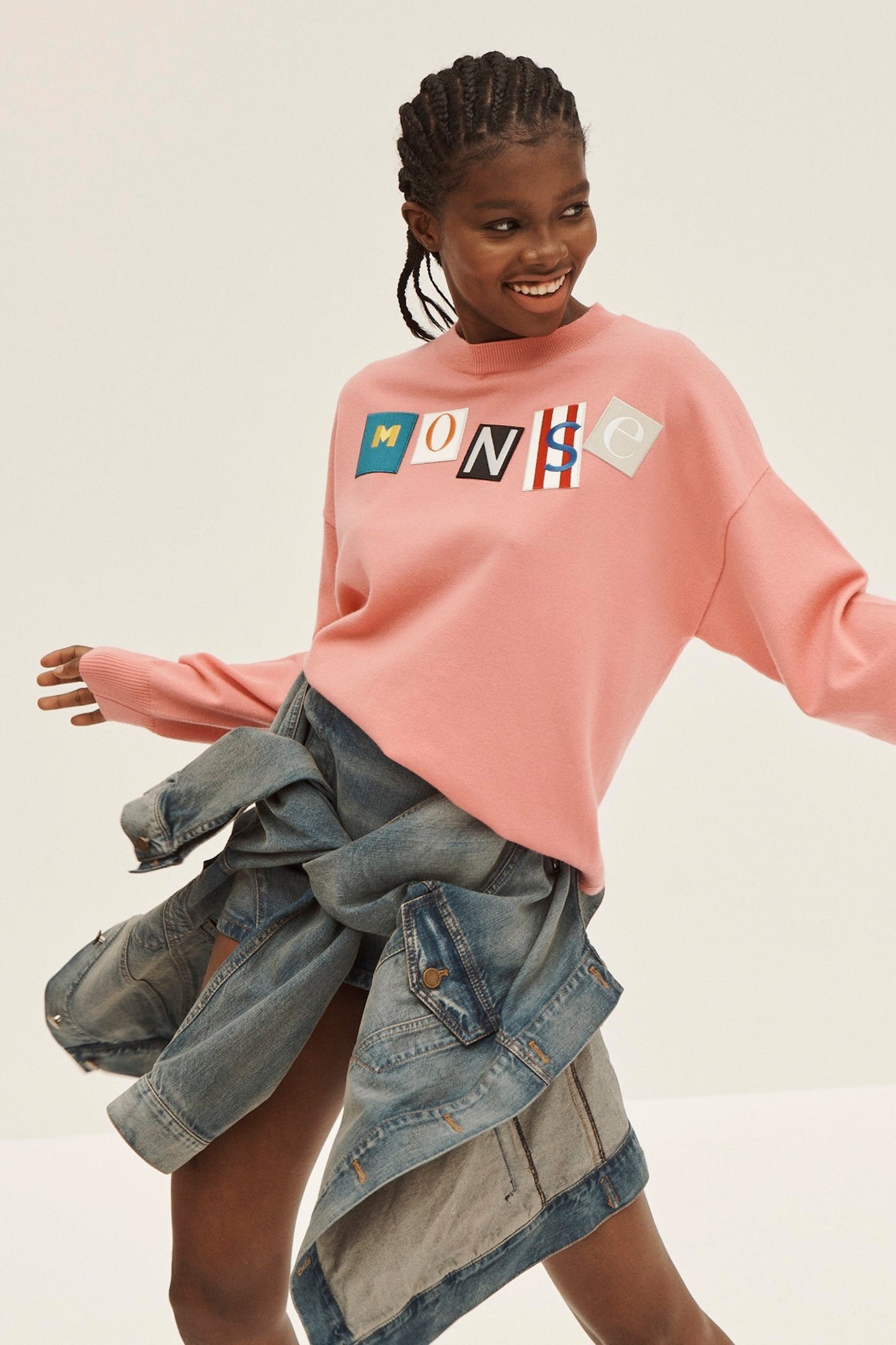 DENIM FAUX WRAP SKIR
