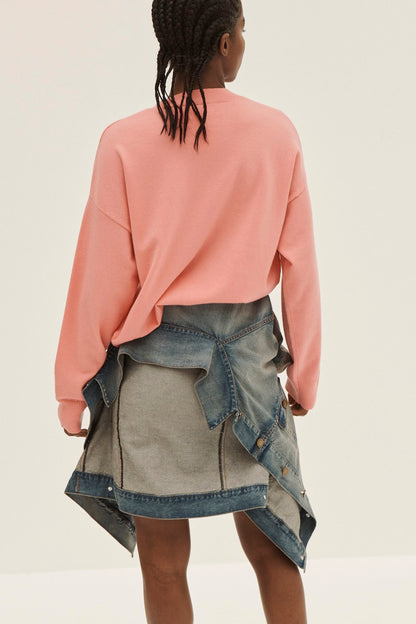 DENIM FAUX WRAP SKIR