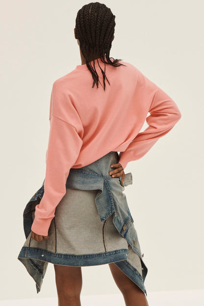 DENIM FAUX WRAP SKIR