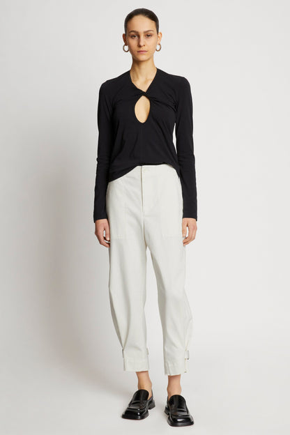 COTTON TWILL TAPERED PANTS
