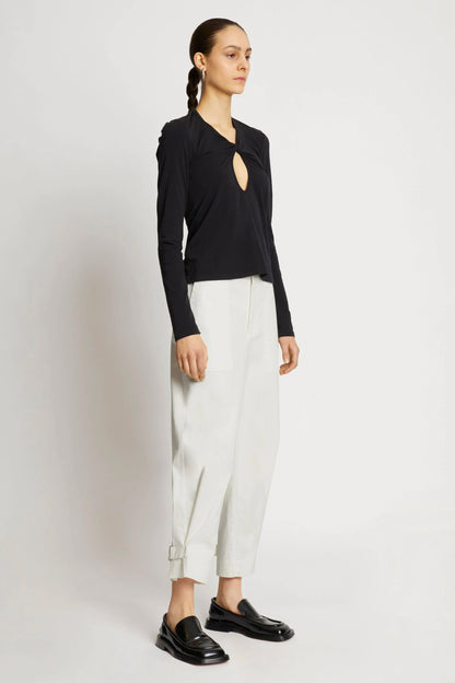 COTTON TWILL TAPERED PANTS