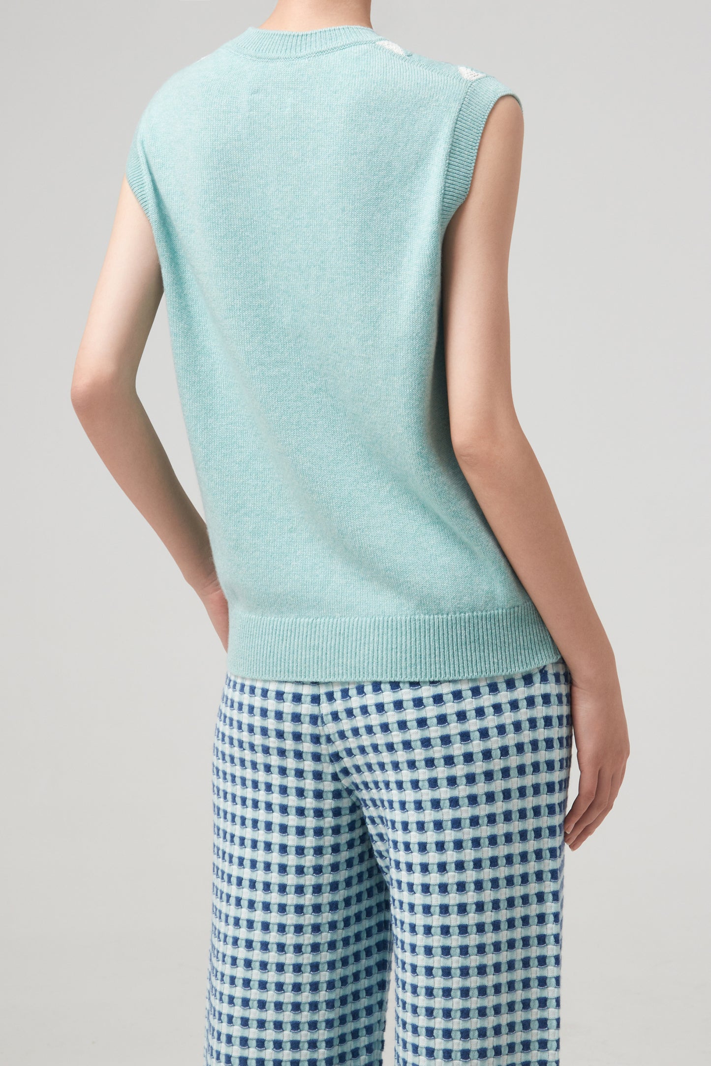 CHECK KNIT TANK TOP