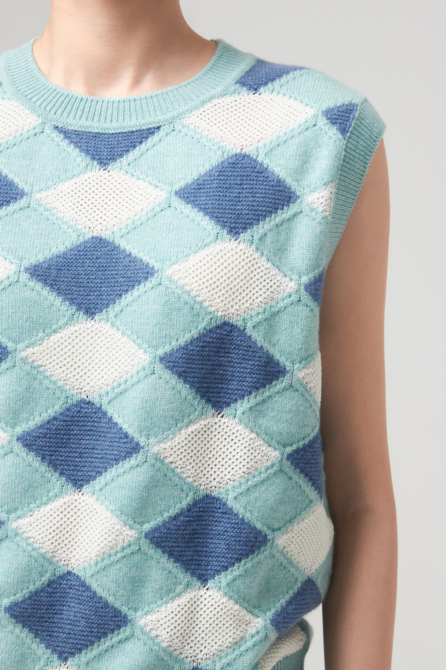 CHECK KNIT TANK TOP