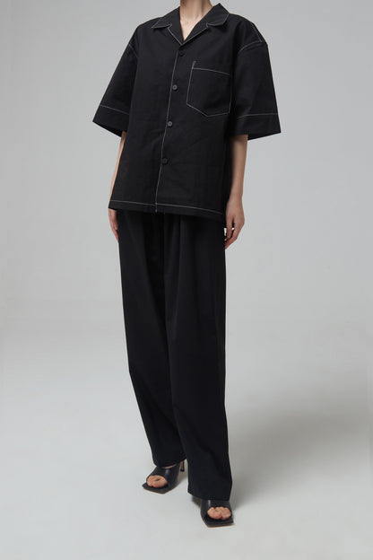 CONVERTIBLE COLLAR SHORT SLEEVE SHIRT