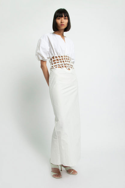 LATTICE WAIST SHIRT DRESS
