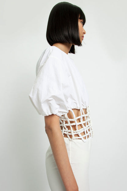 LATTICE WAIST SHIRT DRESS