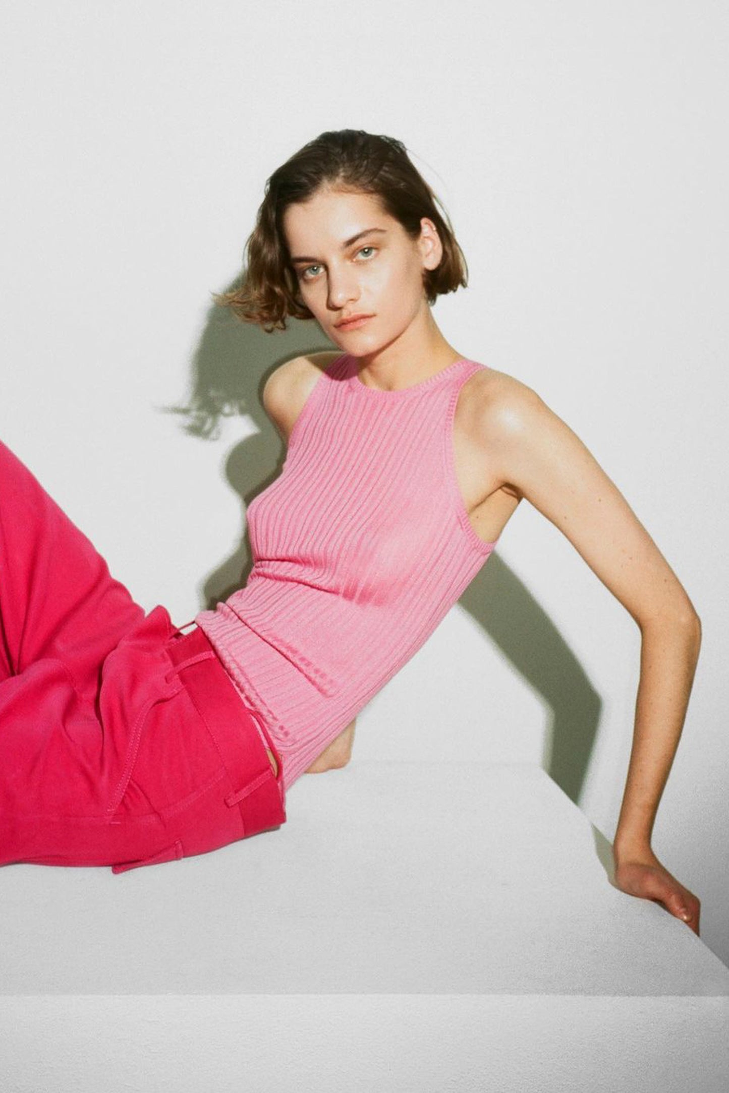 RIBBED-KNIT RACER VEST TOP