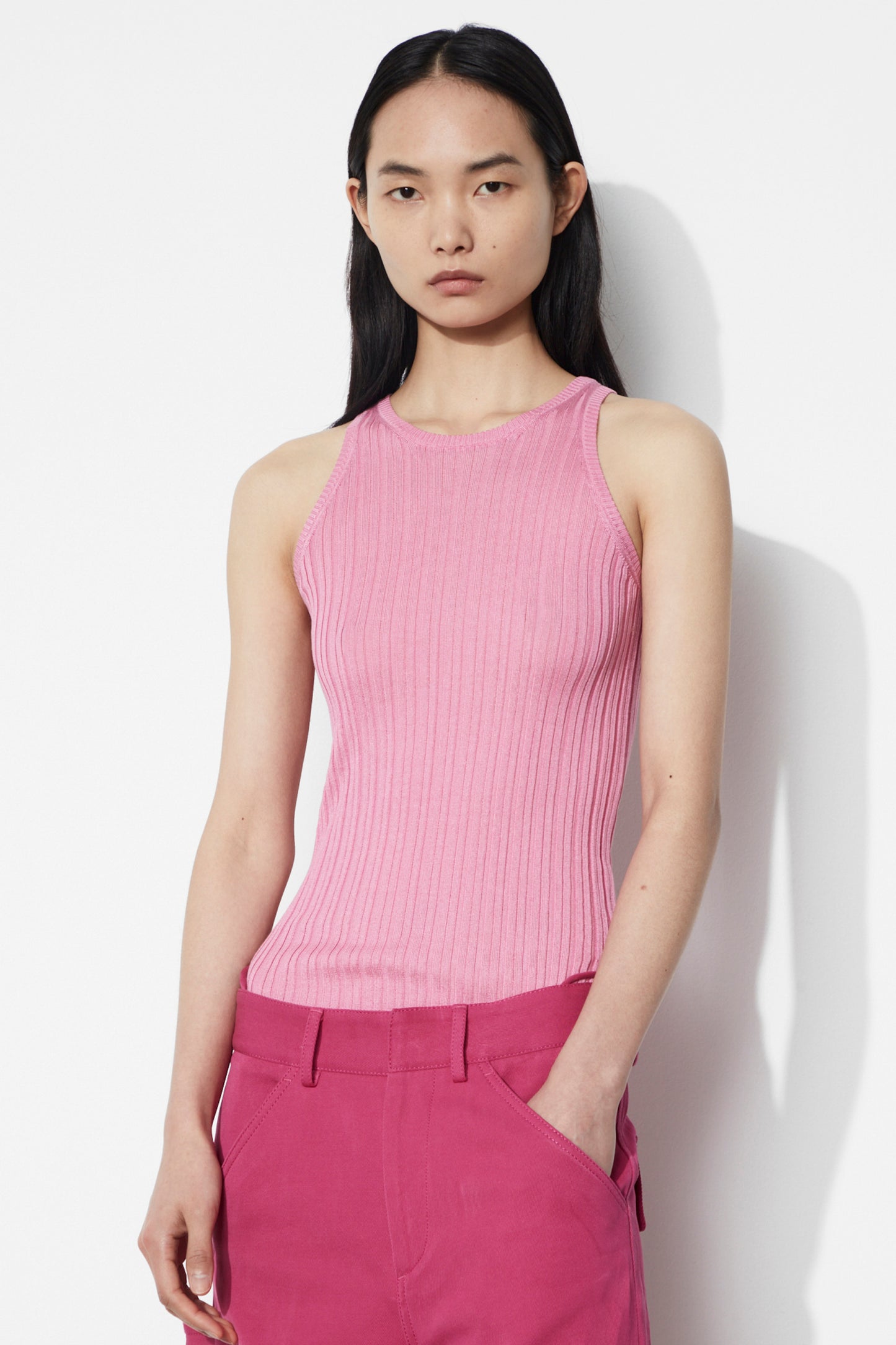 RIBBED-KNIT RACER VEST TOP