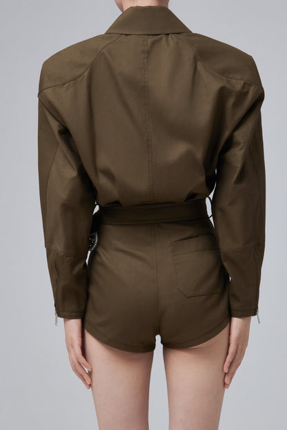 JUMPSUIT WITH STRASSED BELT
