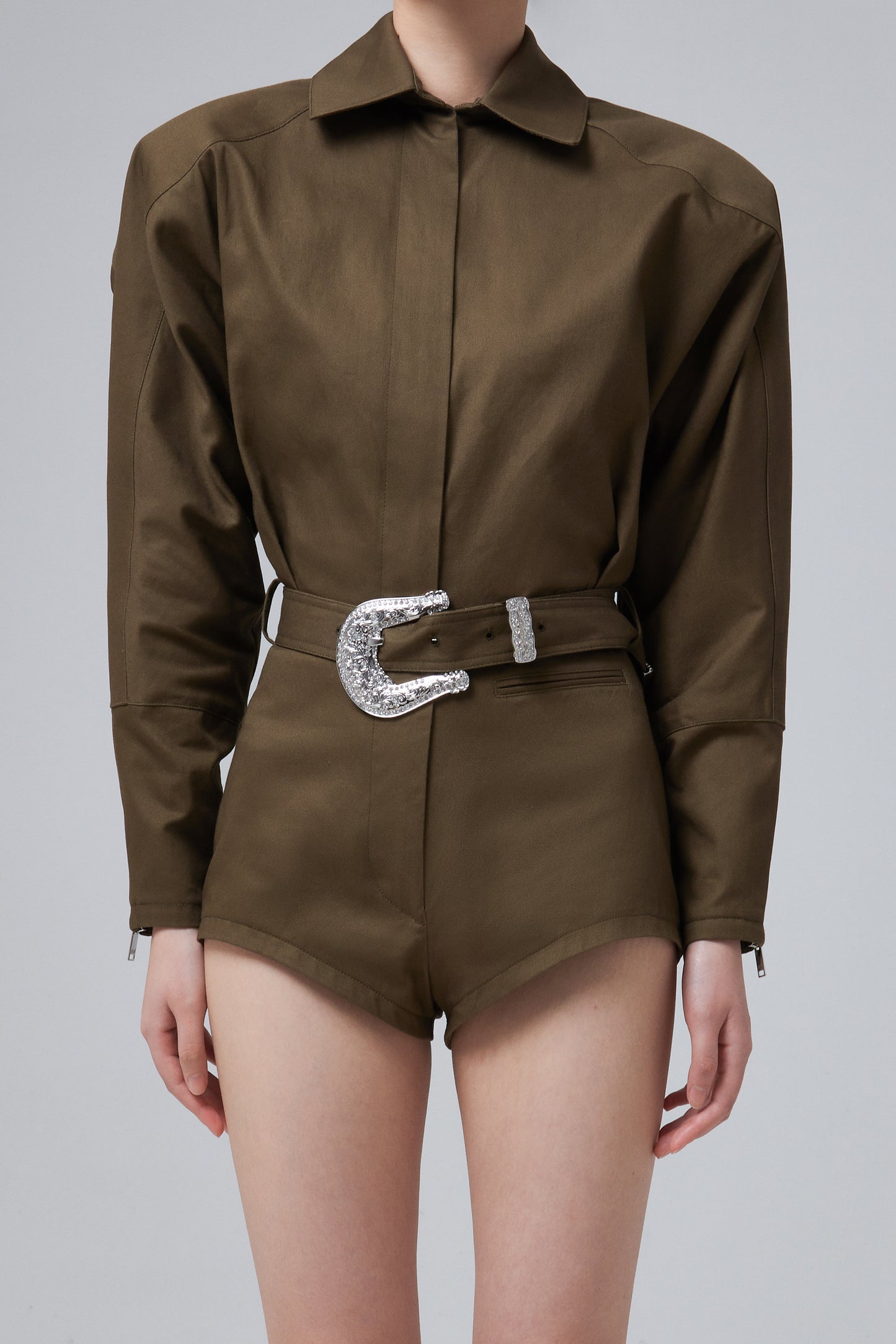 JUMPSUIT WITH STRASSED BELT