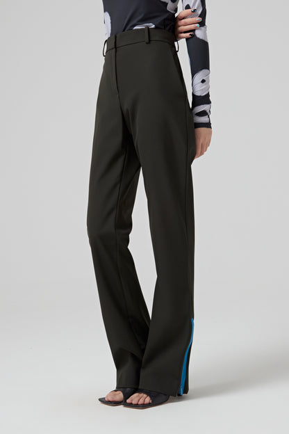 STRAIGHT PANTS WITH A ZIPPER AT THE BOTTOM OF THE LEG