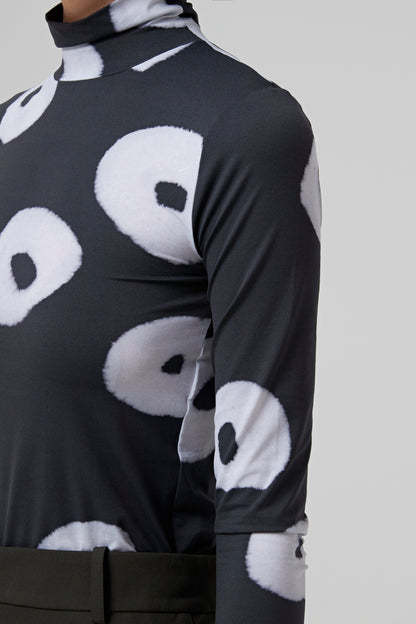 SECOND SKIN PRINTED HIGH NECK TOP