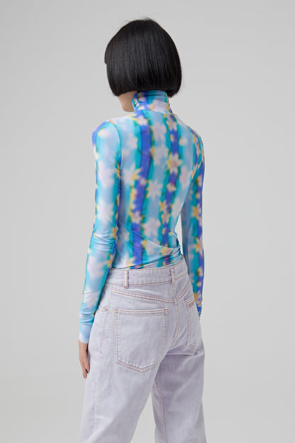 SECOND SKIN PRINTED HIGH NECK TOP