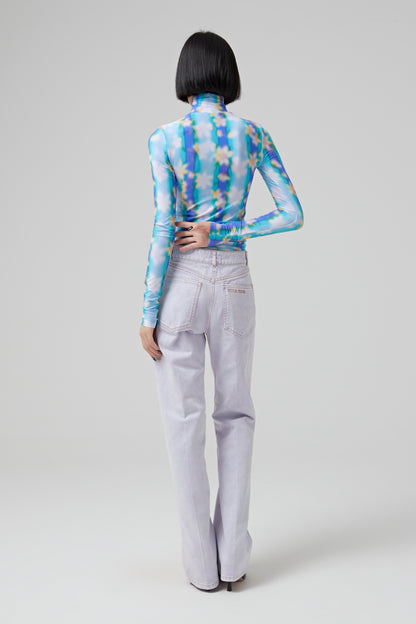 SECOND SKIN PRINTED HIGH NECK TOP