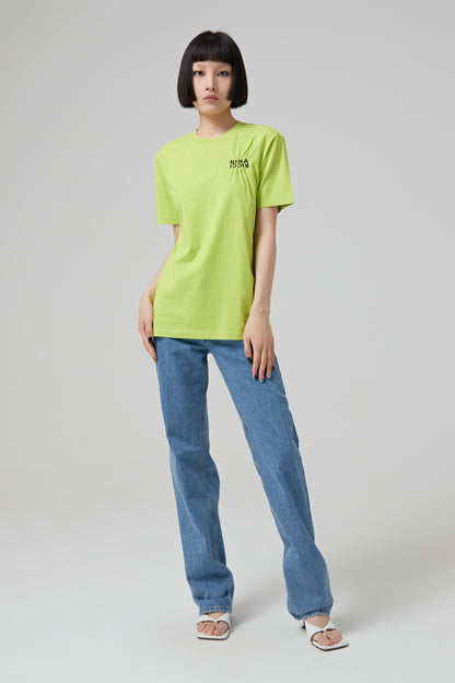 T SHIRT WITH EMROIDERY NINA RICCI CONTRASTED ON THE CHEST