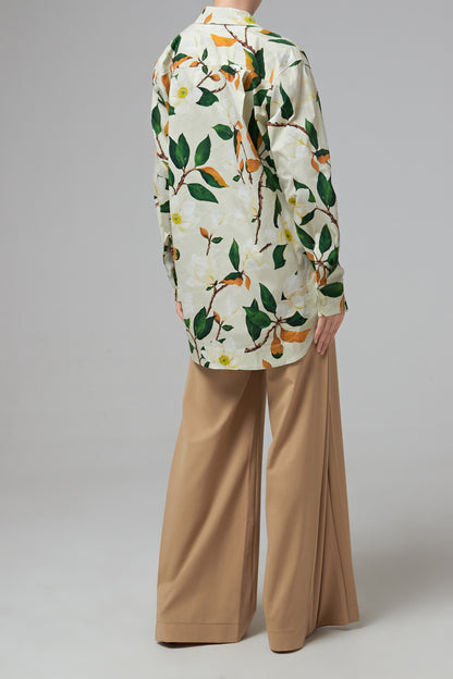 MAGNOLIA FLOWER BUTTON FRONT COTTON BLOUSE