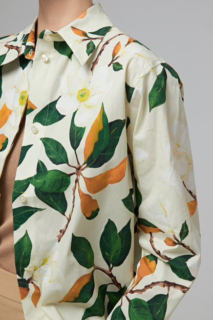 MAGNOLIA FLOWER BUTTON FRONT COTTON BLOUSE