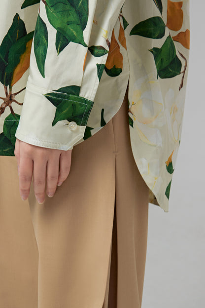 MAGNOLIA FLOWER BUTTON FRONT COTTON BLOUSE