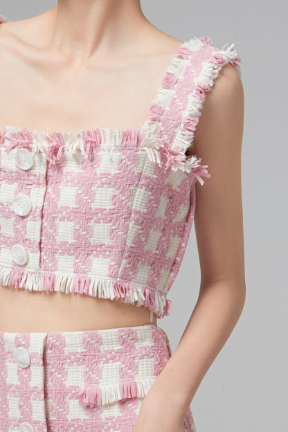 GINGHAM TWEED CROPPED TANK