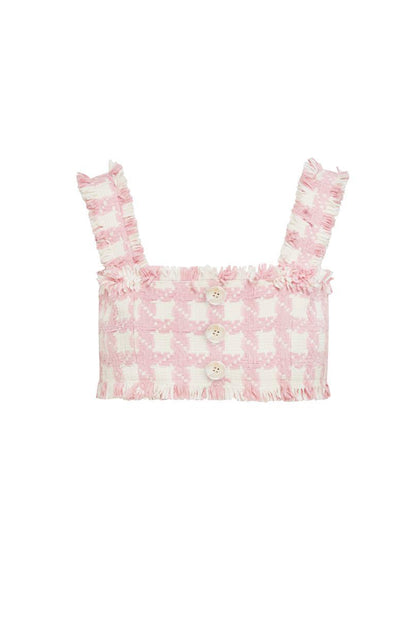 GINGHAM TWEED CROPPED TANK