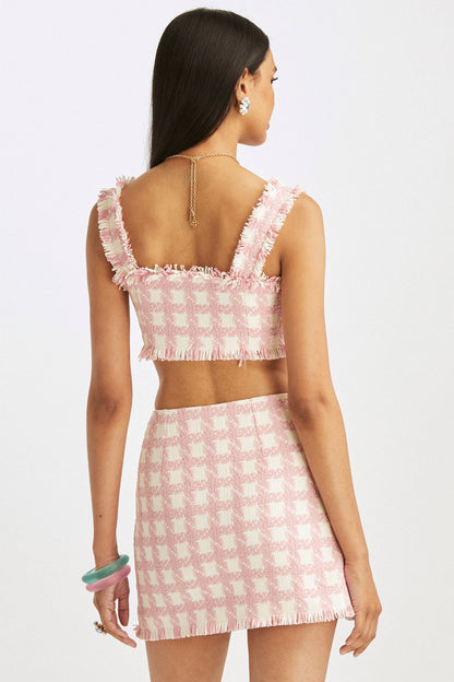 GINGHAM TWEED CROPPED TANK