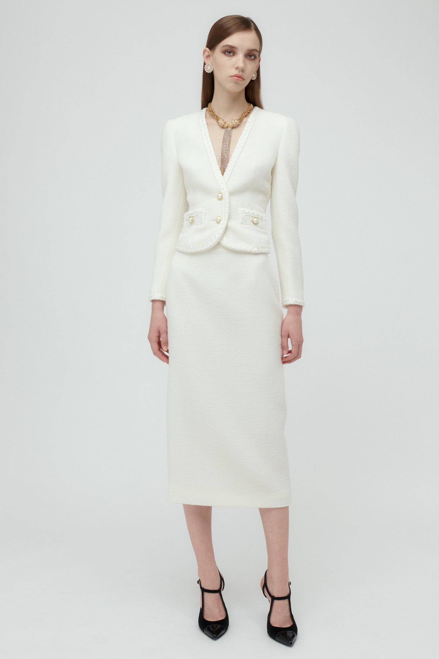 TWEED BOUCLE JACKET WITH TRIM DETAILS