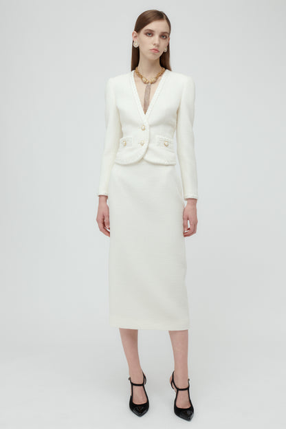 TWEED BOUCLE JACKET WITH TRIM DETAILS