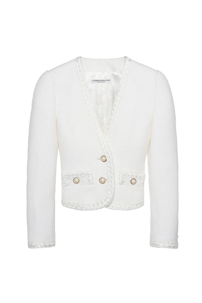 TWEED BOUCLE JACKET WITH TRIM DETAILS