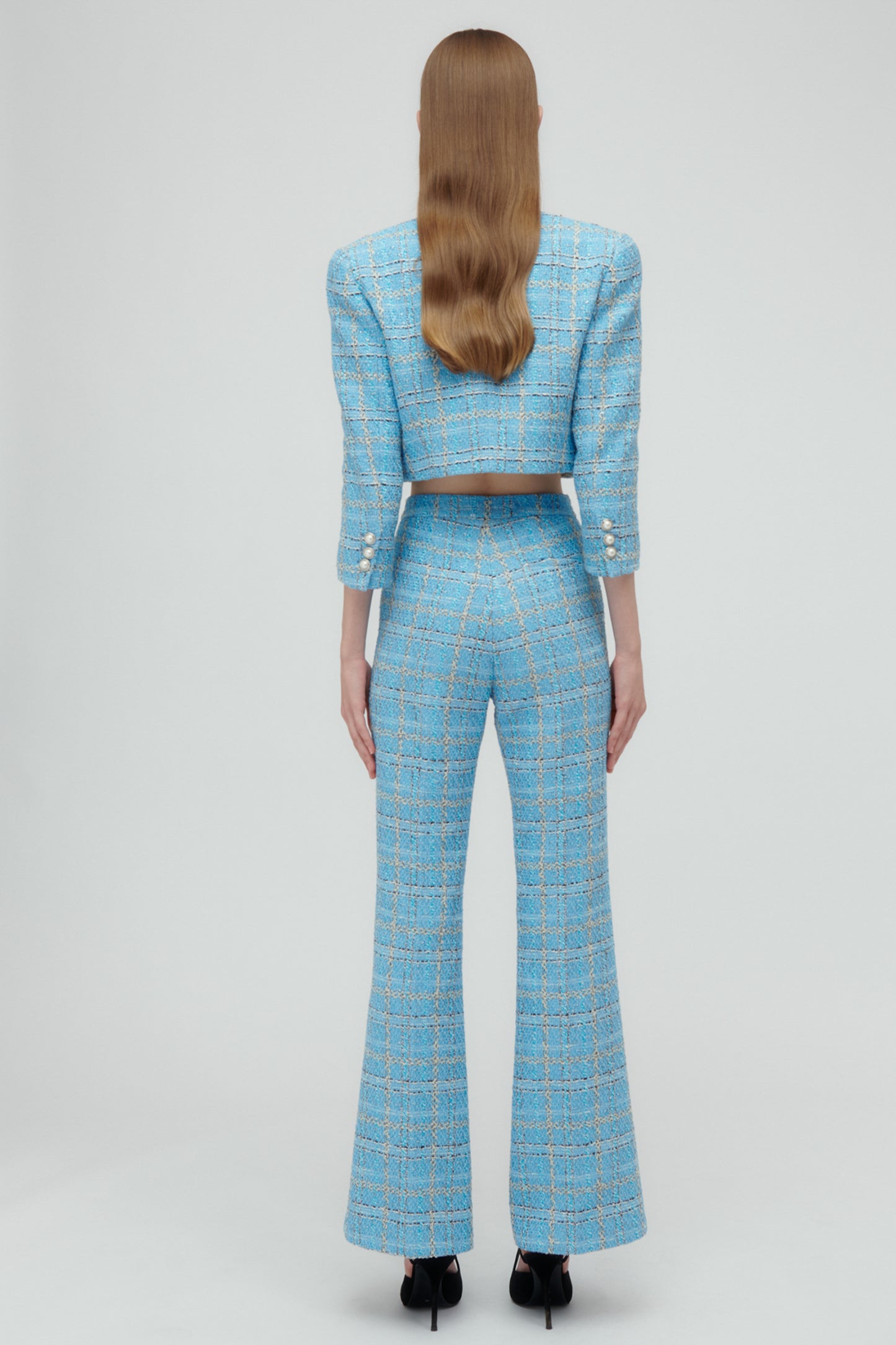 CHECKED TWEED CROPPED JACKET
