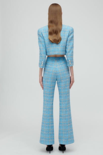 CHECKED TWEED CROPPED JACKET