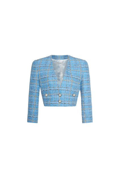 CHECKED TWEED CROPPED JACKET