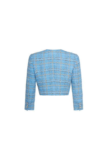 CHECKED TWEED CROPPED JACKET