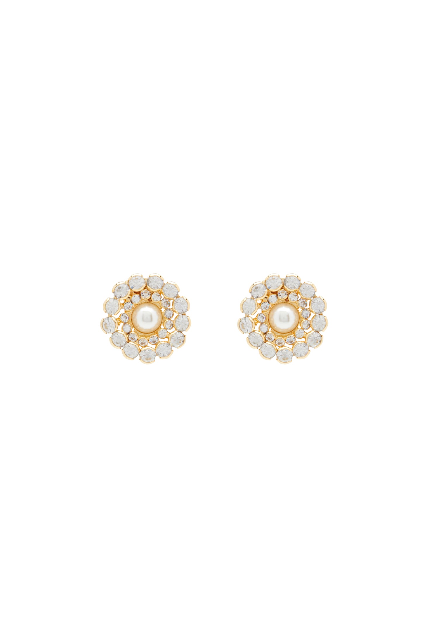 CRYSTAL AND PEARL FLOWER EARRINGS
