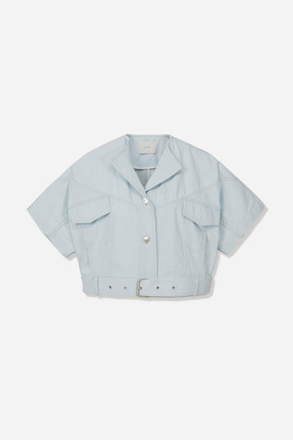 DENIM BELTED CROPJACKET