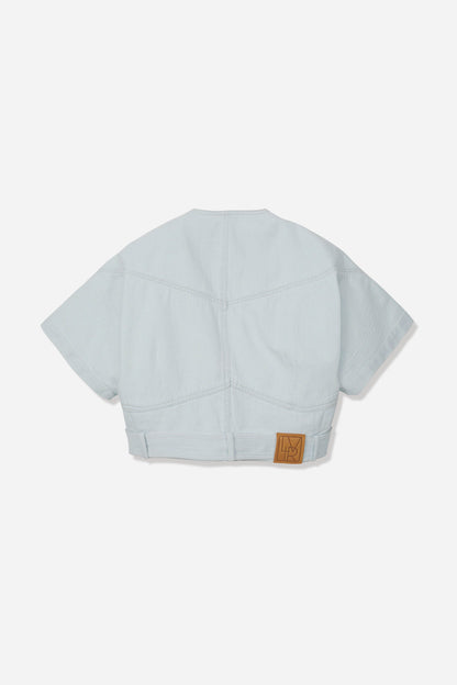 DENIM BELTED CROPJACKET
