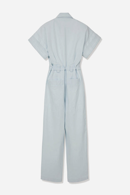 DENIM ZIP-UP WIDESLEEVE JUMPSUIT