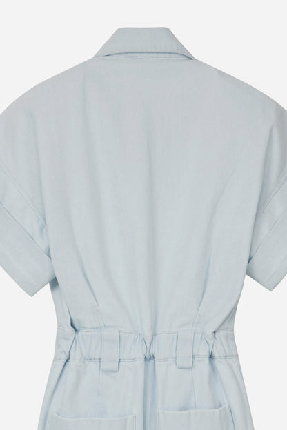 DENIM ZIP-UP WIDESLEEVE JUMPSUIT