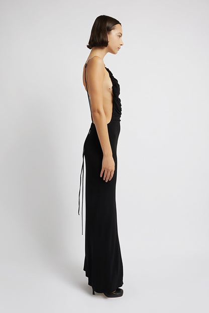 SCULPTED STRAPPED RUCHED DRESS