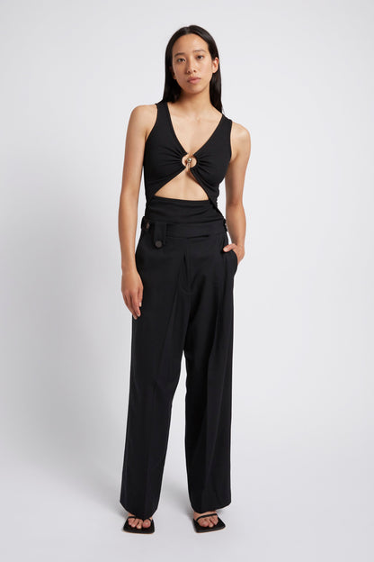BELTED WOOL PLEATTROUSER