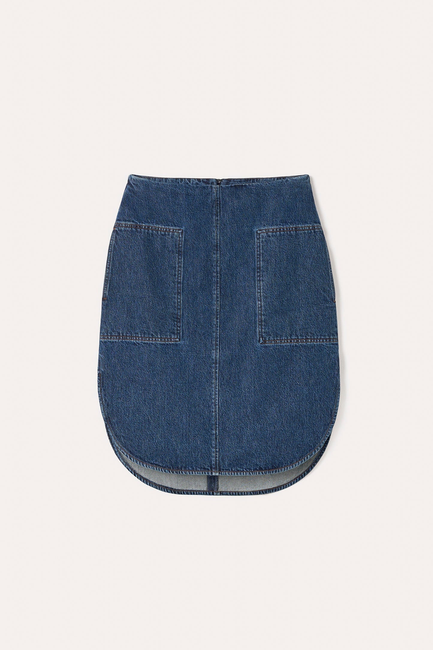 Curved-Hem Denim Skirt